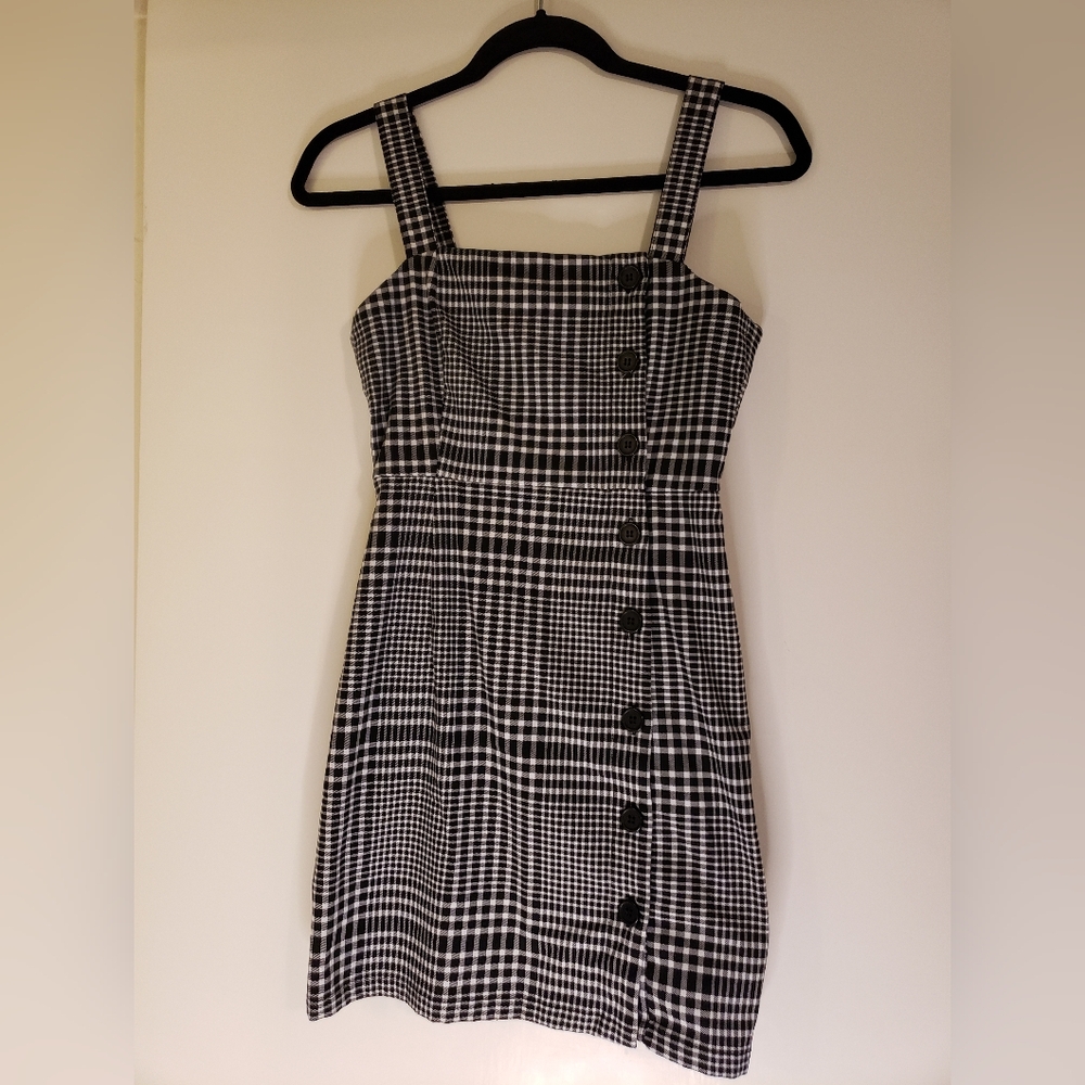 H&M Divided Plaid Dress With Buttons